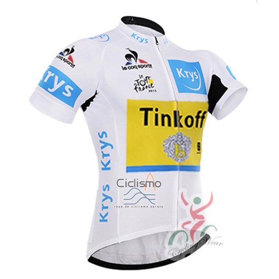 Tinkoff Lider Ropa Ciclismo Culotte Corto 2016 Hombre Mangas Cortas AMarillo y Blanco